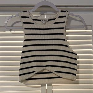 Black and Cream Striped Crop Top